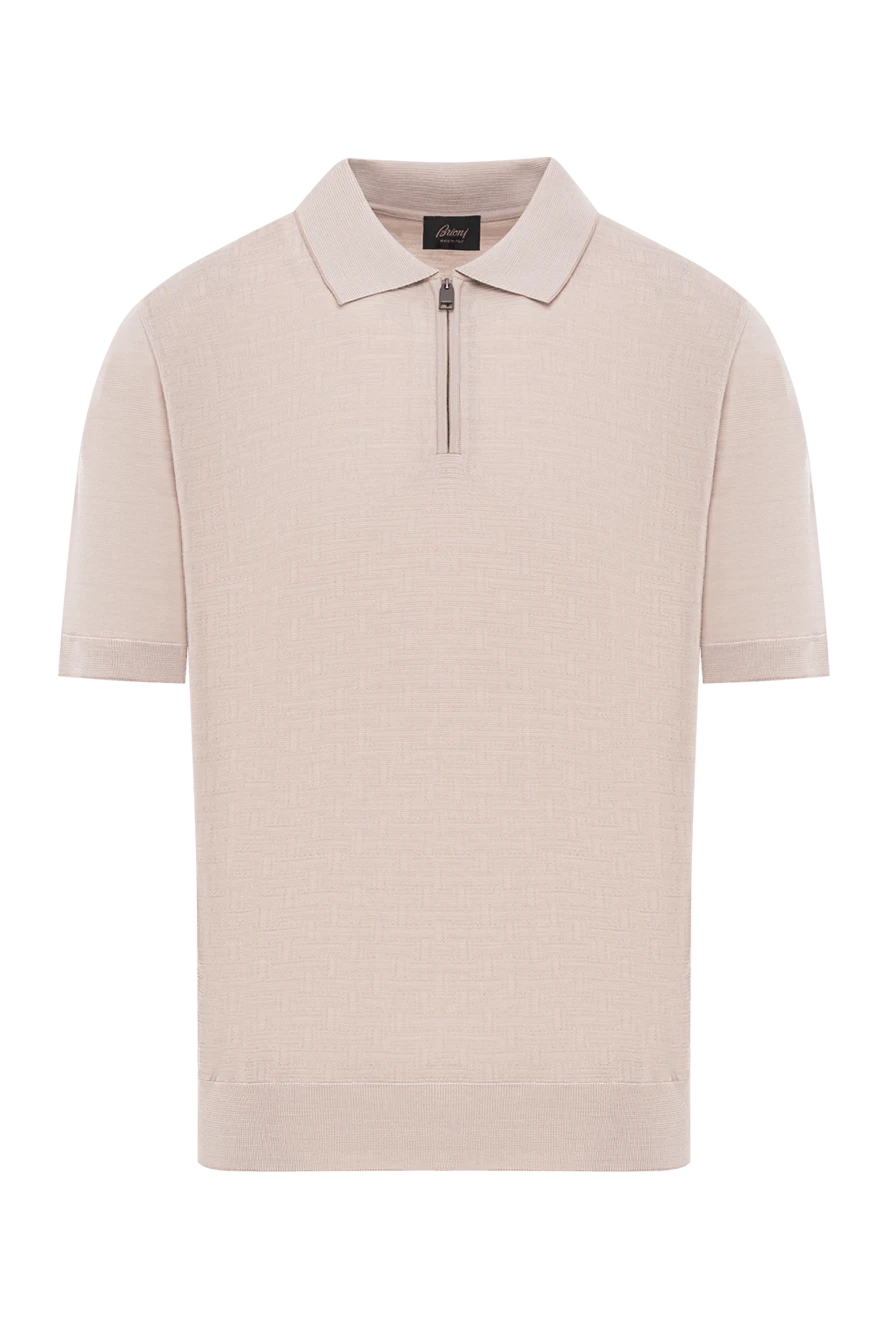 Brioni поло из премиальной шерсти в бежевой гамме с застежкой-молнией
190046 - фото 1