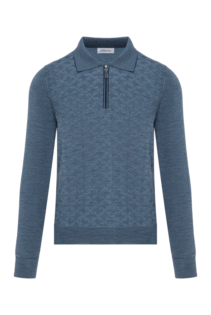 Brioni поло синий с длинным рукавом из шерсти и шелка с узорчатой вязкой
190048 - фото 1