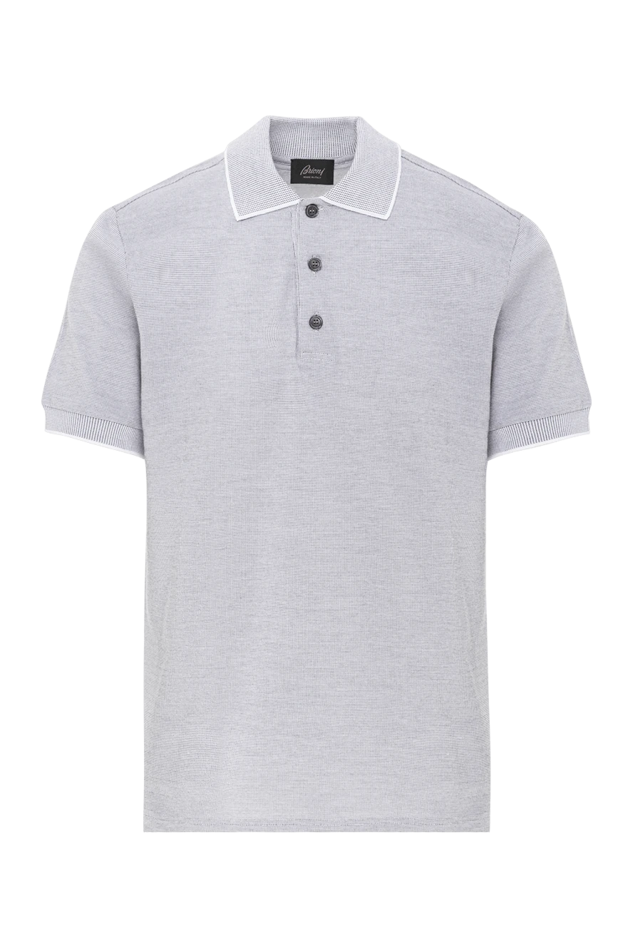 Brioni сұр мақта және жібектен жасалған, контрастты жағасы бар поло жейде
190050 - фото 1