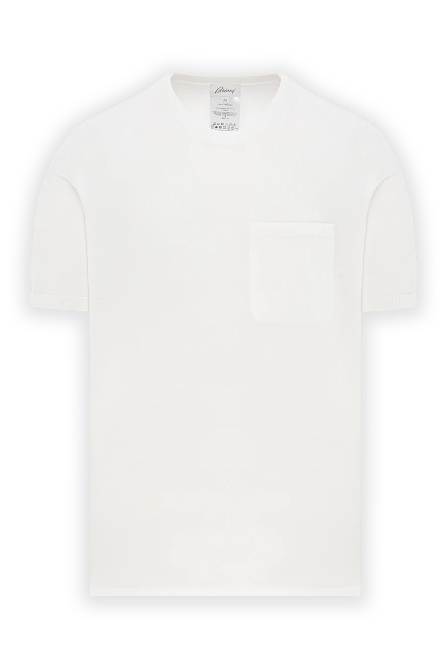 Brioni джемпер мужской белый хлопковый с карманом на груди 190053 - фото 1