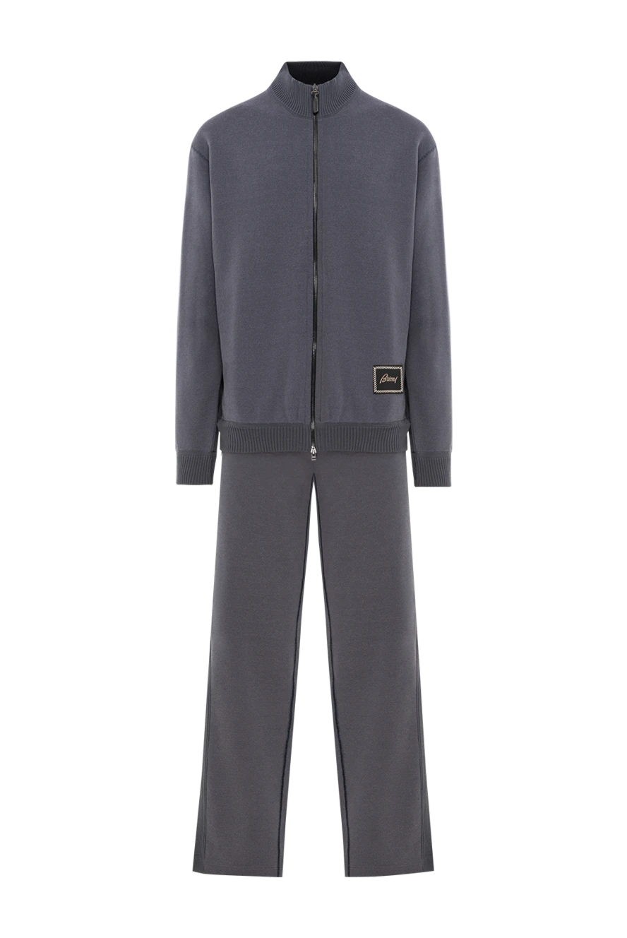 Brioni серый спортивный костюм с фактурными манжетами и широкими брюками 190072 - фото 1