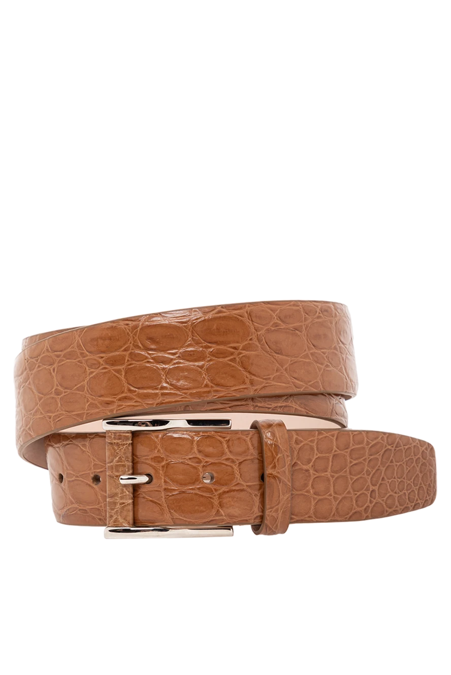 Cesare di Napoli ремень из натуральной кожи крокодила в коричневом цвете с глянцевой текстурой
190083 - фото 1