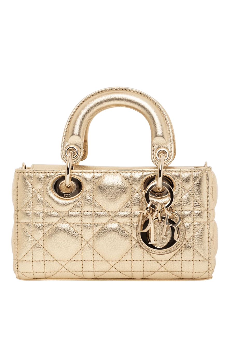 Dior сумка lady d-joy micro из металлизированной кожи золотистая 190093 - фото 1