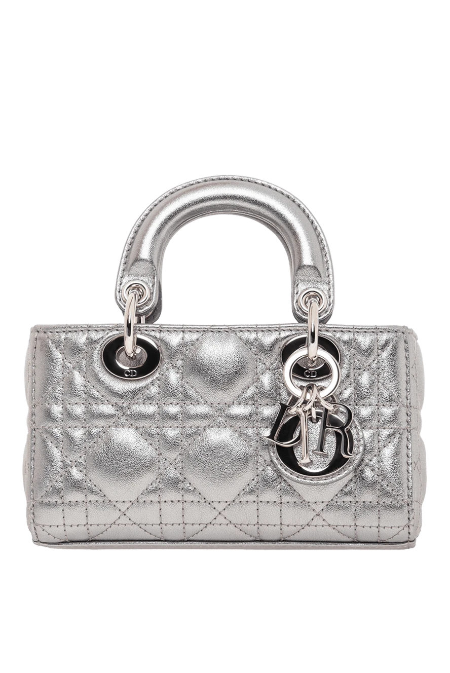 Lady D-Joy Micro Metallic Leather Bag Silver