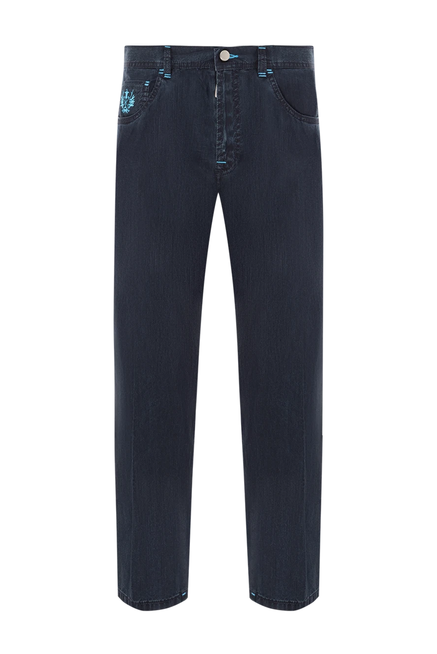 Scissor Scriptor dark blue jeans with light blue accents and branded patch 190105 - photo 1