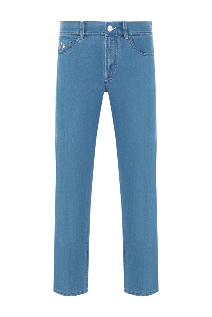 Scissor Scriptor қалтасында логотипті кестеленген көк мақта джинсы шалбар
190106 - фото 1