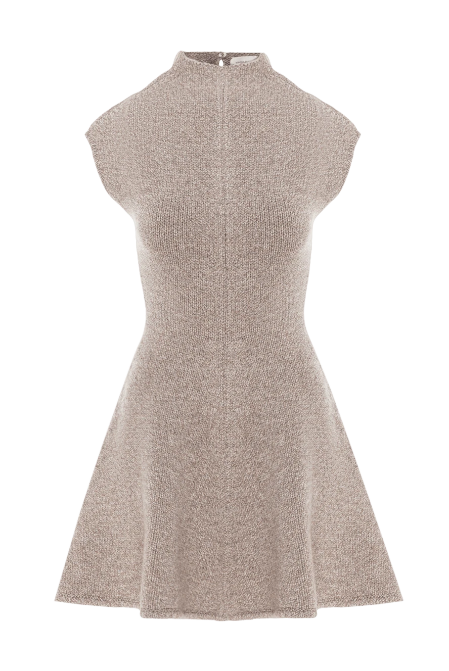 Magda Butrym платье из кашемира бежевого цвета с коротким рукавом и расклешенной юбкой 190135 - фото 1