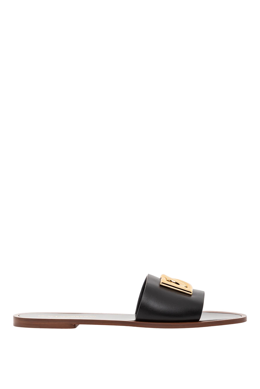 Dolce & Gabbana bianca calfskin flat mules black womens 190139 - фото 1
