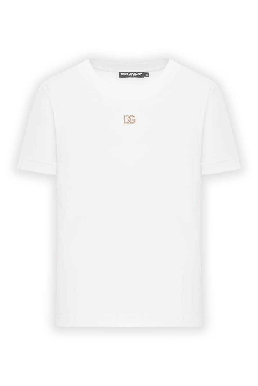Dolce & Gabbana футболка белая из хлопка с кристальным логотипом dg 190141 - фото 1