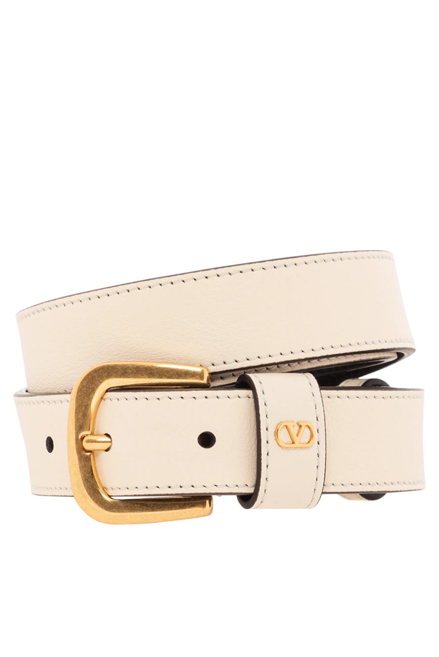 Valentino кожаный ремень кремового цвета с пряжкой и миниатюрным золотым логотипом
190153 - фото 1
