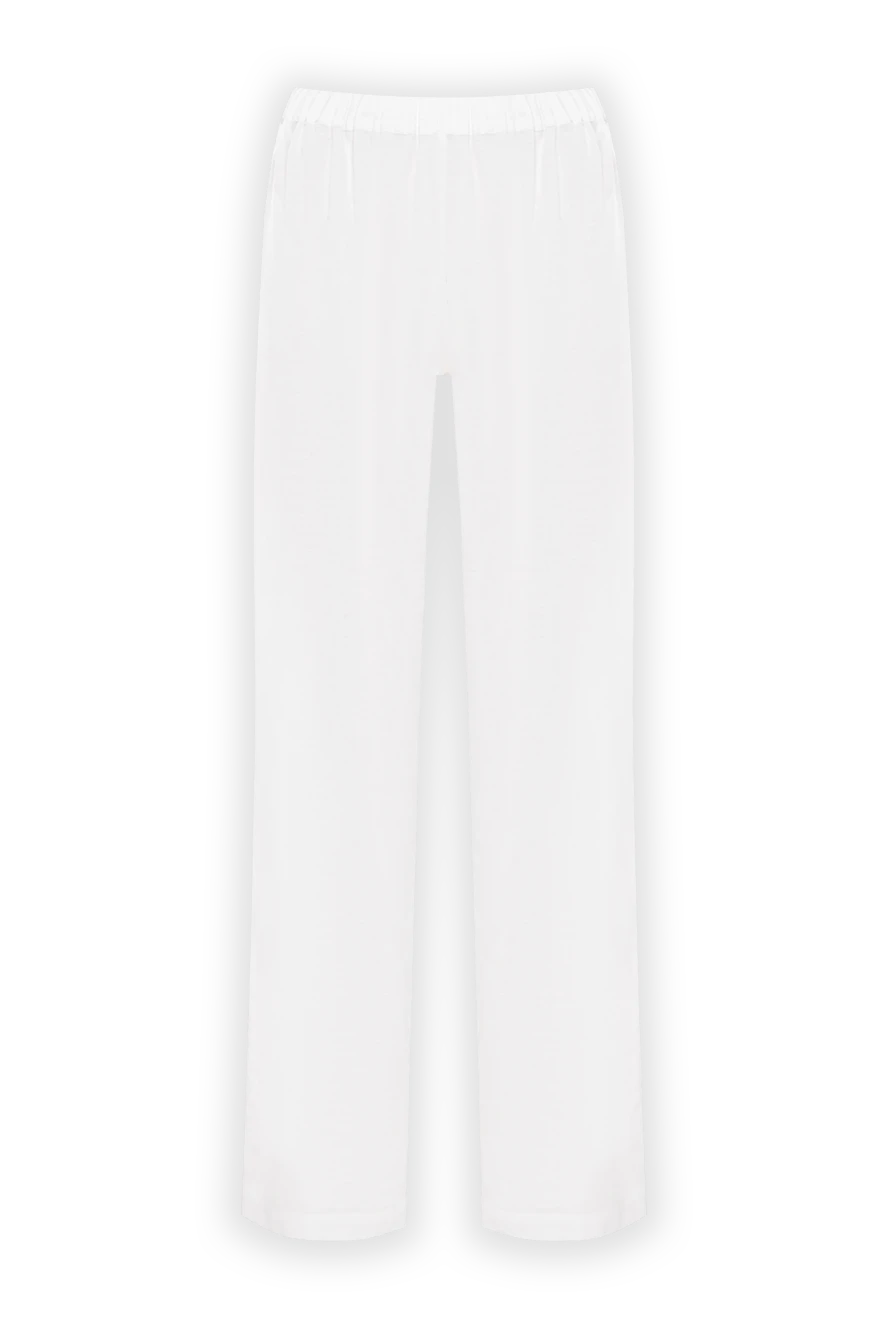Alex Riviere брюки женские белые прямого кроя из хлопка и льна 190180 - фото 1