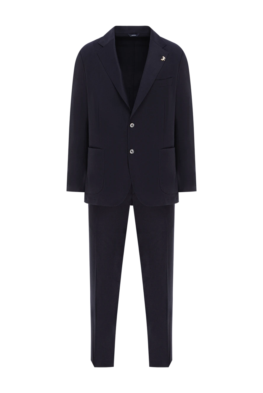 Tombolini қалталары жамаулары бар қара көк жүннен ерлер костюмі 190183 - фото 1