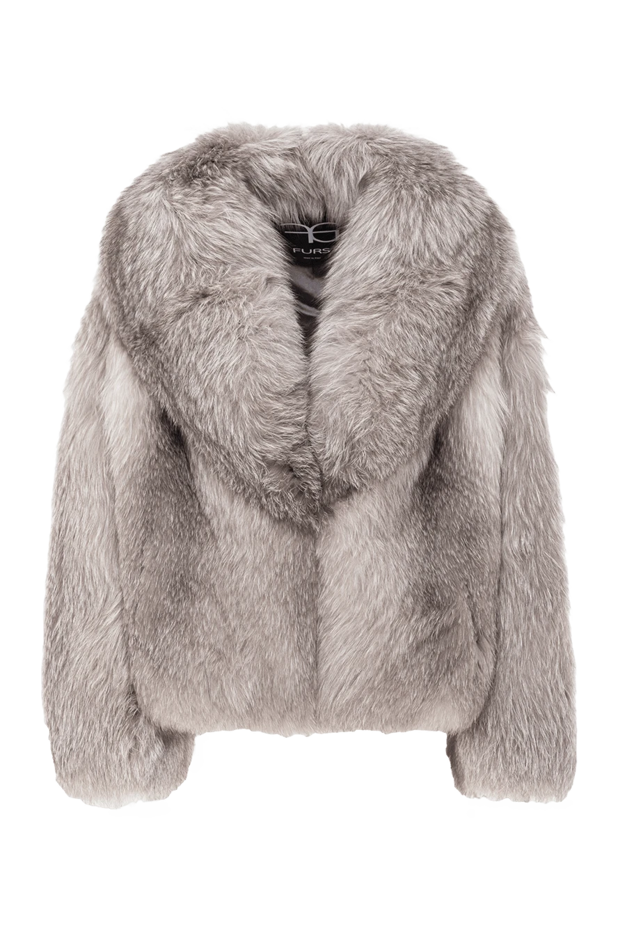 FG Furs natural fox fur coat in light gray with a wide collar 190201 - photo 1