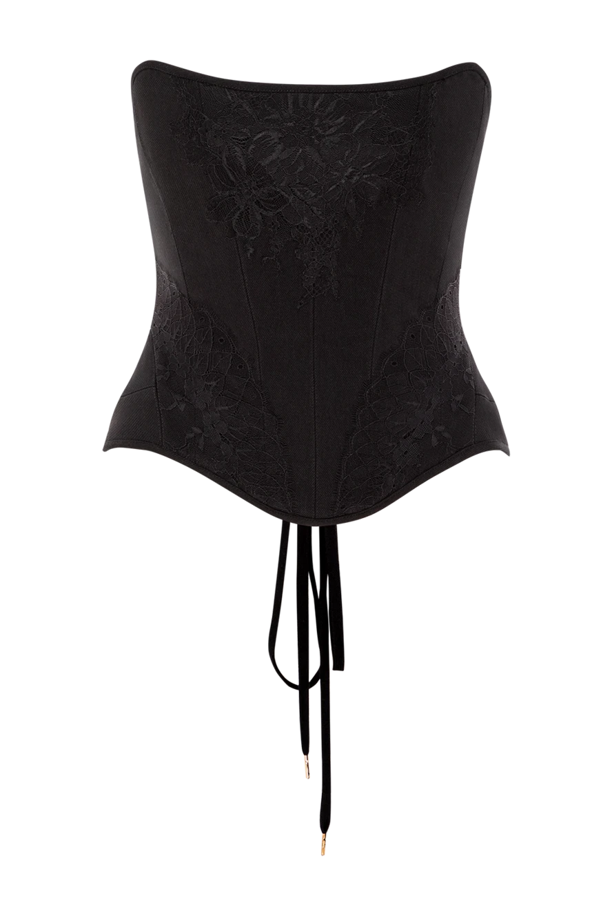 Fleur de Paris черный корсет с вышивкой и шнуровкой на спине из хлопка
190204 - фото 1