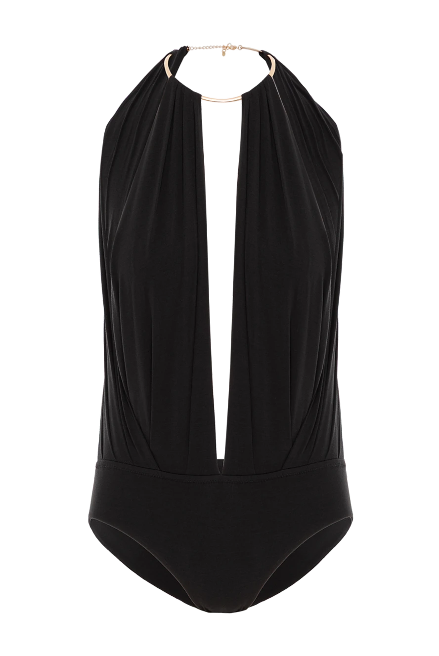 Fleur de Paris черное боди из вискозы с драпировкой и открытой спиной 190207 - фото 1