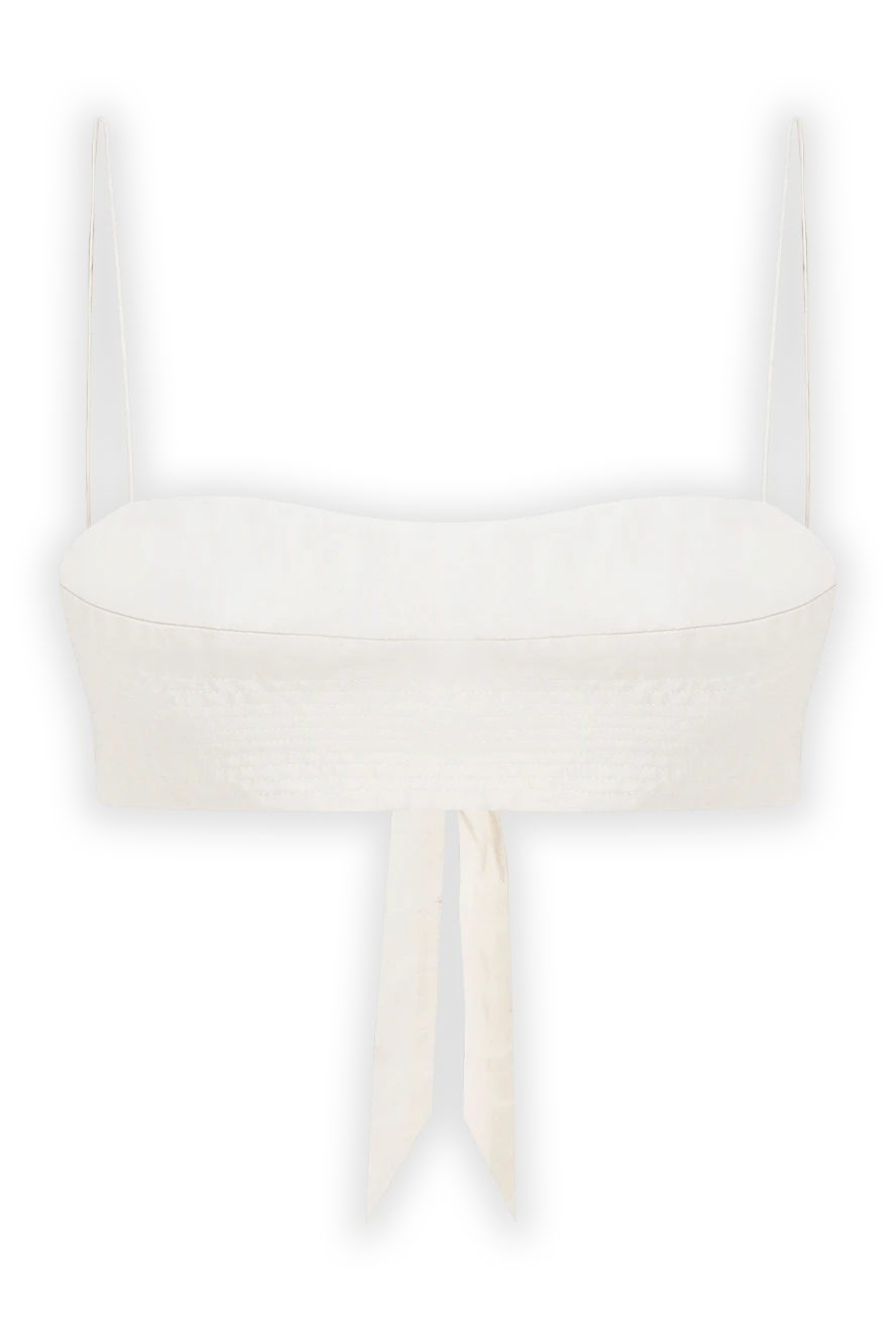 Fleur de Paris артқы жағы ашық, жұқа белдіктері бар, артқы жағында ленталары бар ақ түсті топ 190209 - фото 1