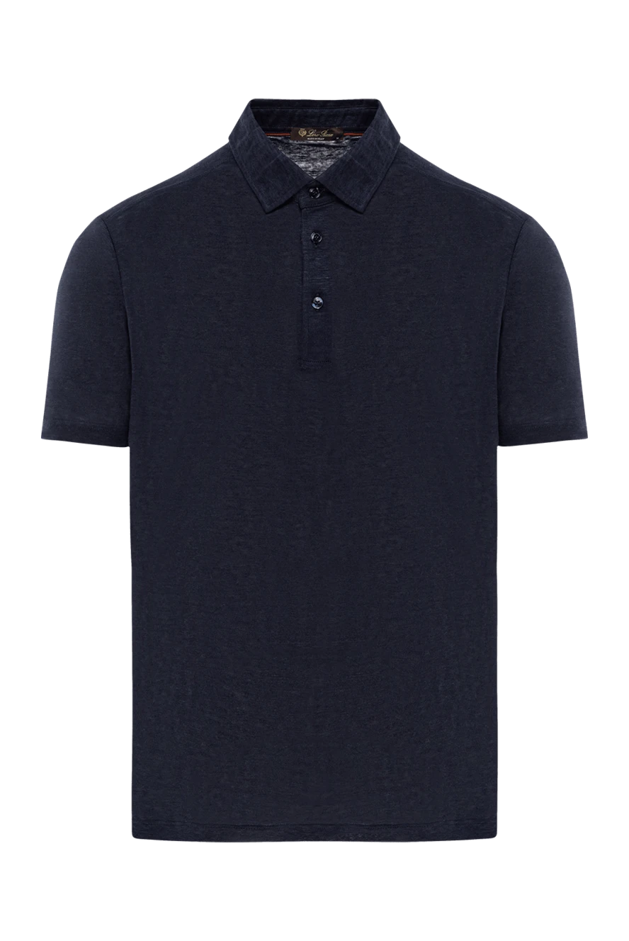 Loro Piana men's dark blue silk polo shirt with classic collar 190221 - photo 1