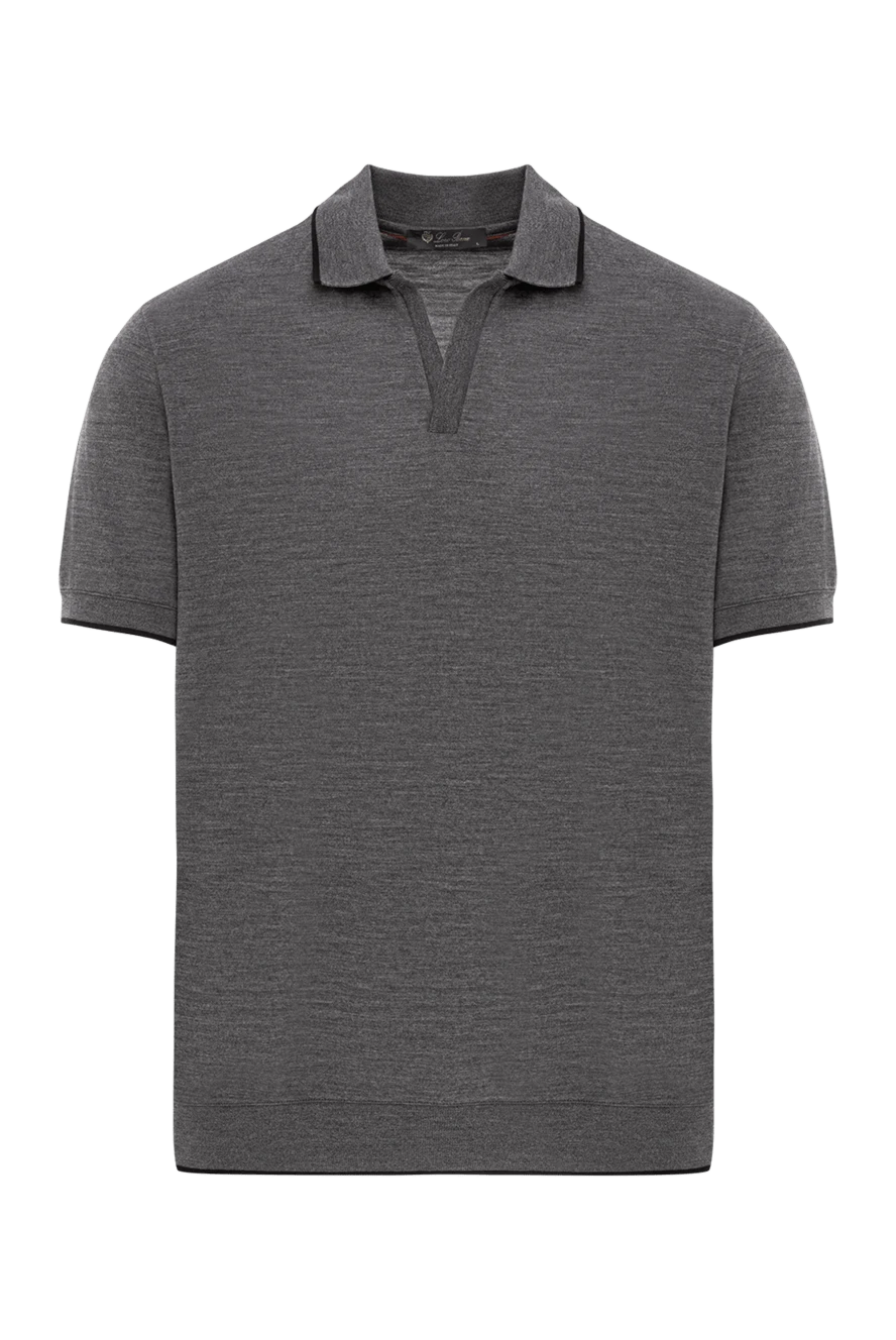 Loro Piana серая рубашка-поло waitaki c воротником без пуговиц из мягкого шерстяного трикотажа 190222 - фото 1