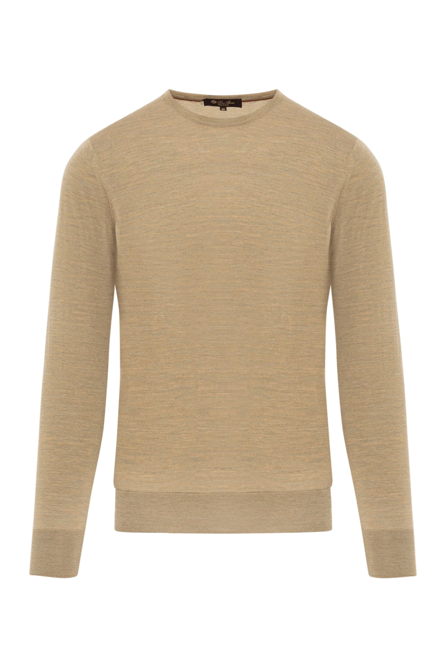 Loro Piana песочный джемпер из шерсти премиального качества с круглым вырезом
190223 - фото 1