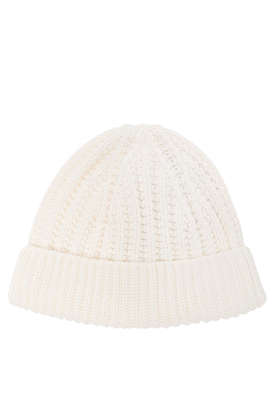 Loro Piana ерлерге арналған ақ мольтрасио қалпағы жиегі бүктелген және классикалық қырлы өрнегі бар. 190234 - фото 1