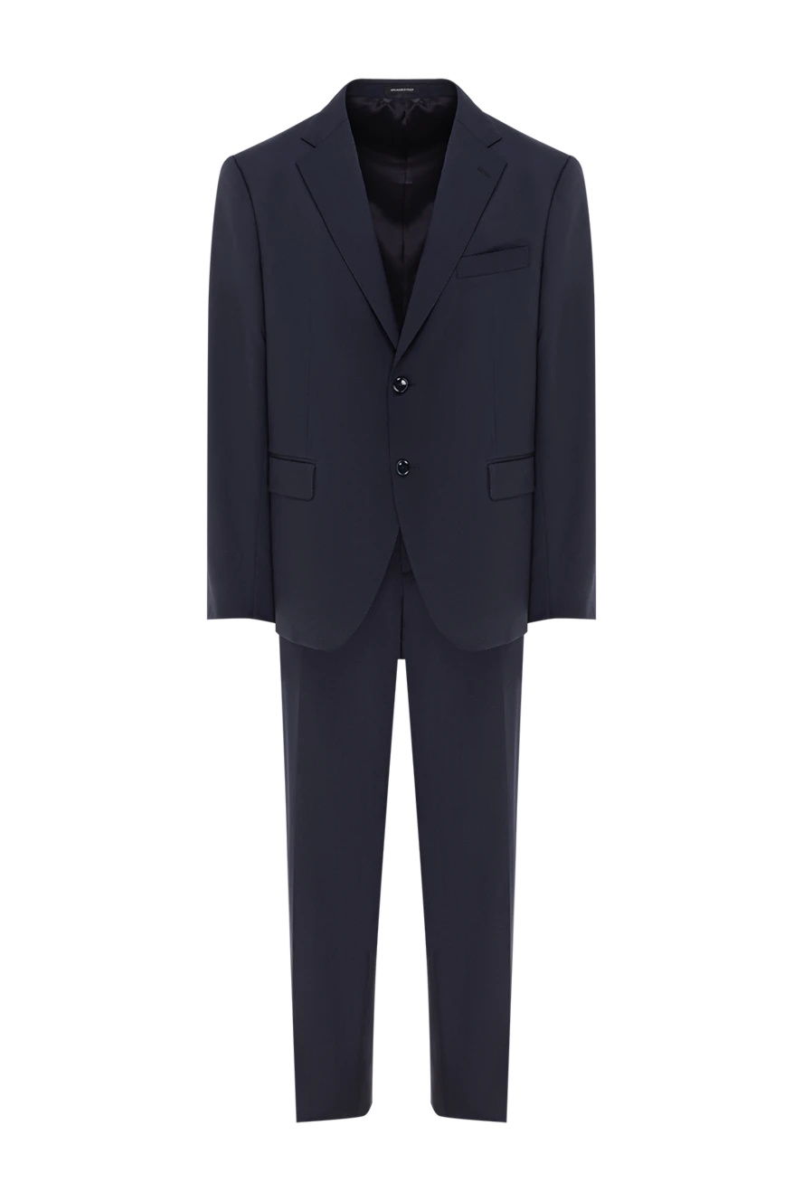 Sartoria Latorre костюм деловой мужской из чистой шерсти глубокого синего цвета 190240 - фото 1
