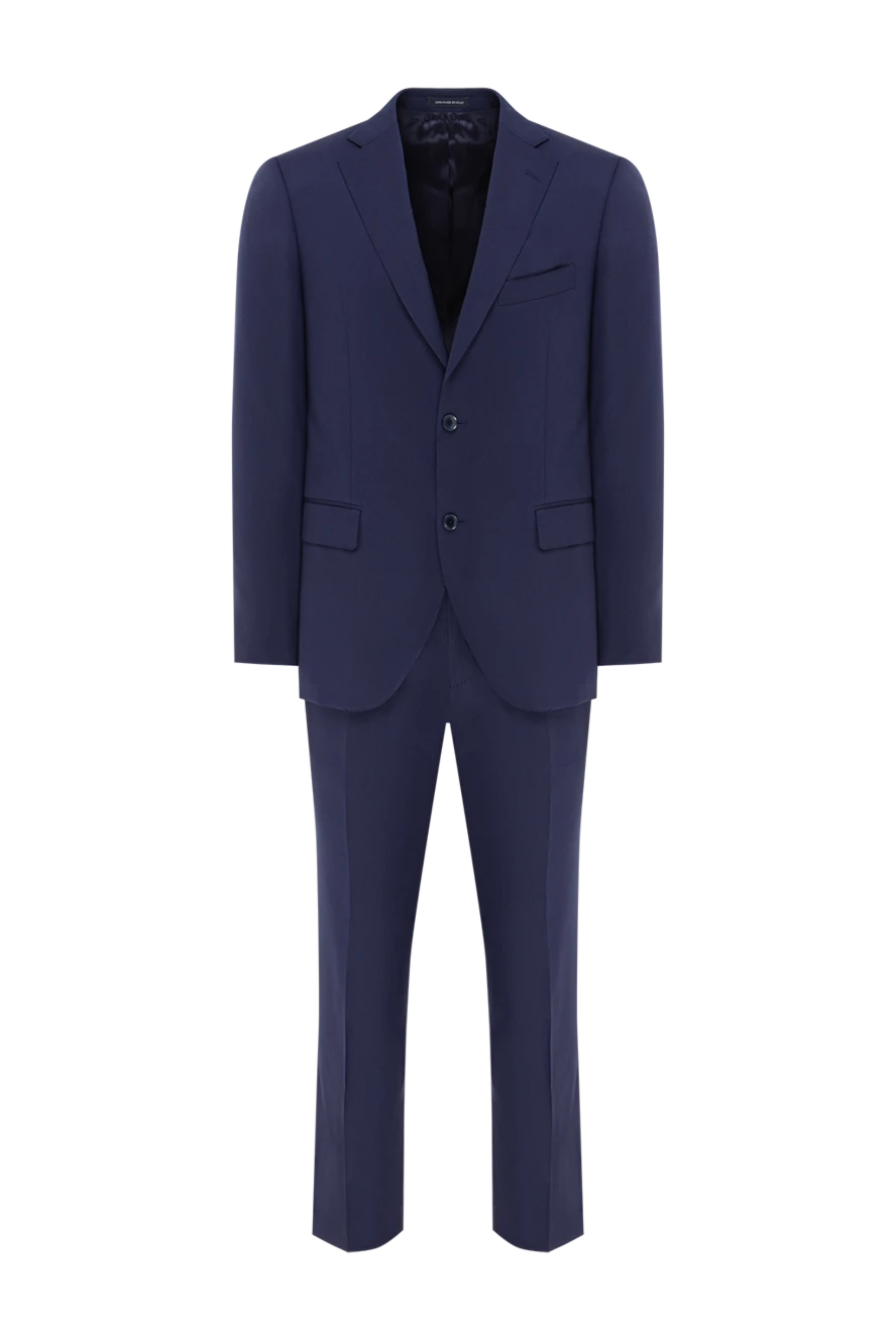 Sartoria Latorre классический мужской костюм шерсть синего цвета однобортного кроя 190245 - фото 1