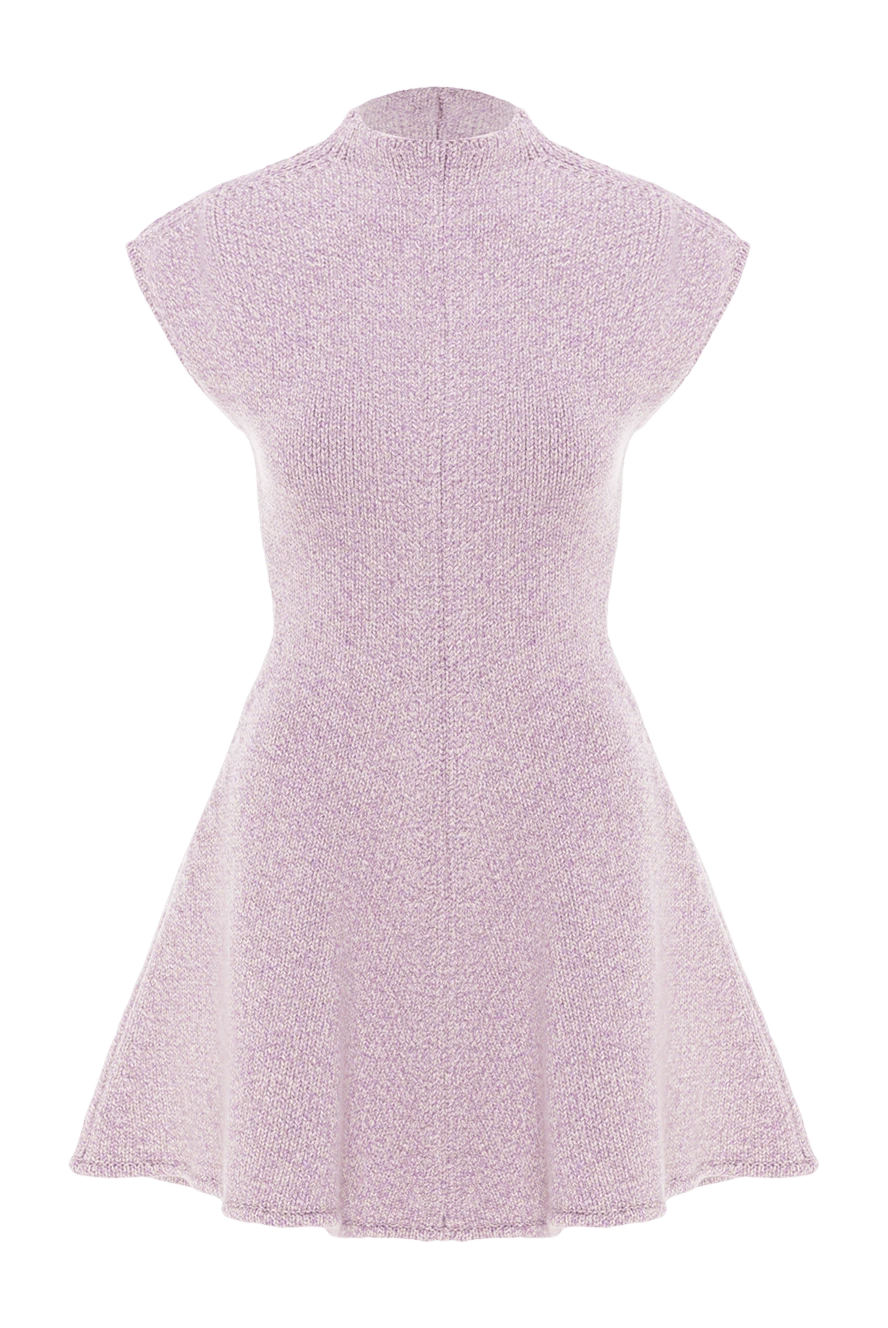 Magda Butrym платье из кашемира фиолетового цвета с коротким рукавом и расклешенной юбкой 190247 - фото 1