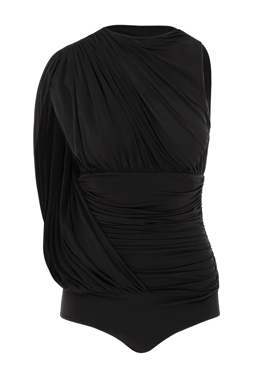 Magda Butrym прозрачный драпированный боди черного цвета 190251 - фото 1