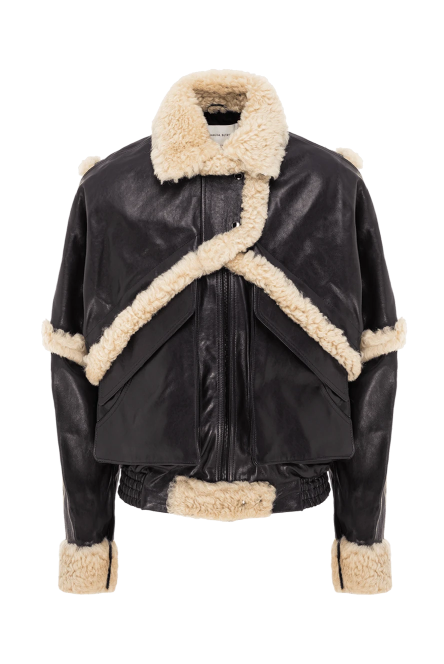 Magda Butrym черная куртка-бомбер из с отделкой из белой овчины женская 190253 - фото 1