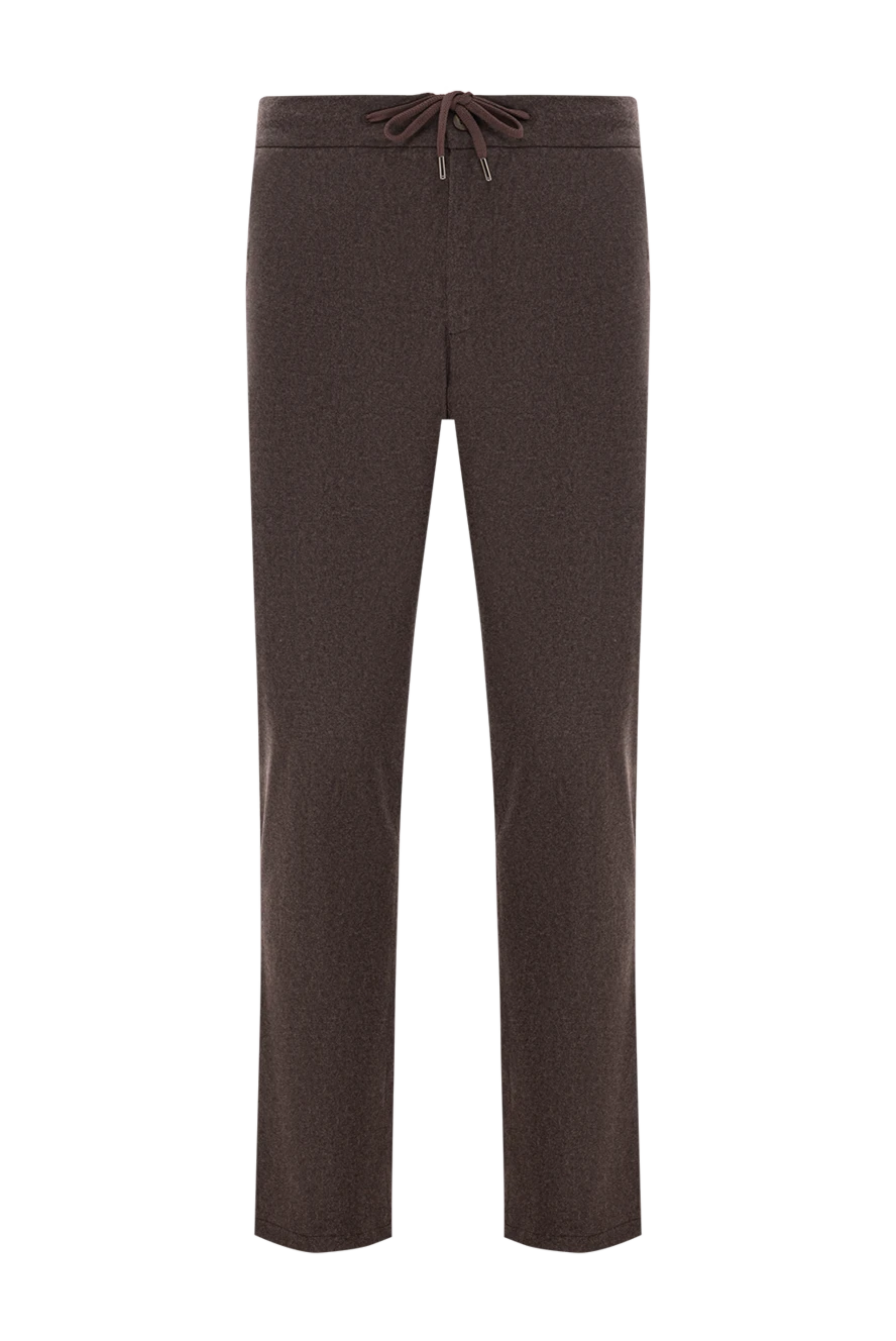 Cesare di Napoli брюки мужские шерстяные с кашемиром тёплого коричневого оттенка 190344 - фото 1