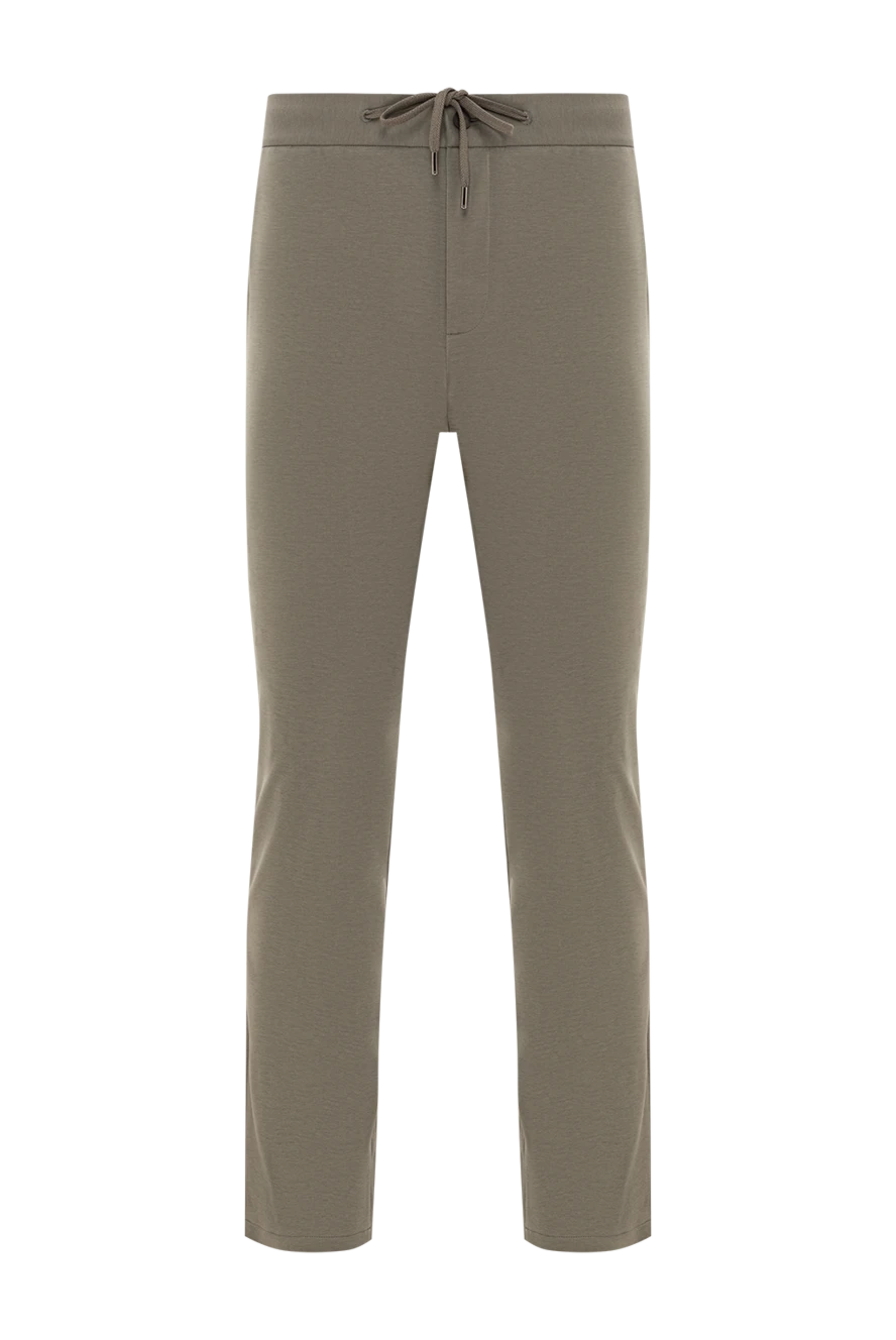 Cesare di Napoli men's straight trousers in olive shade with a drawstring waistband 190346 - photo 1