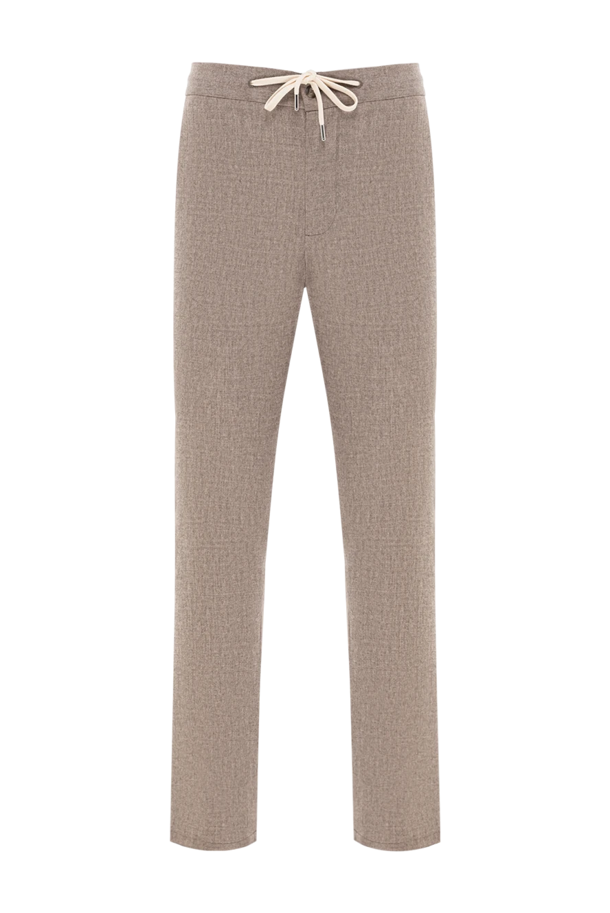 Cesare di Napoli брюки мужские тёплые из шерсти с кашемиром в светлом бежевом оттенке 190347 - фото 1