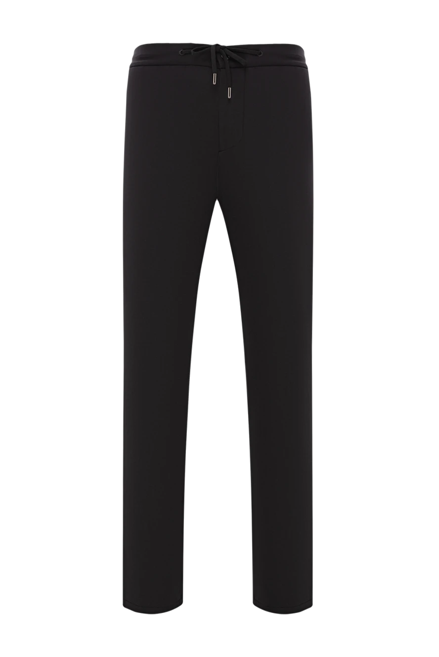 Cesare di Napoli ерлерге арналған қара түсті, белдік белдігі бар ыңғайлы кесілген шалбар 190350 - фото 1