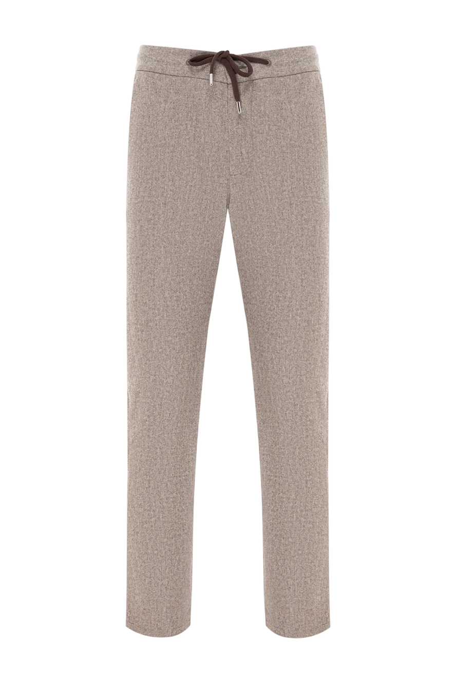 Cesare di Napoli брюки мужские из шерсти бежевого оттенка с завязкой на талии
190352 - фото 1