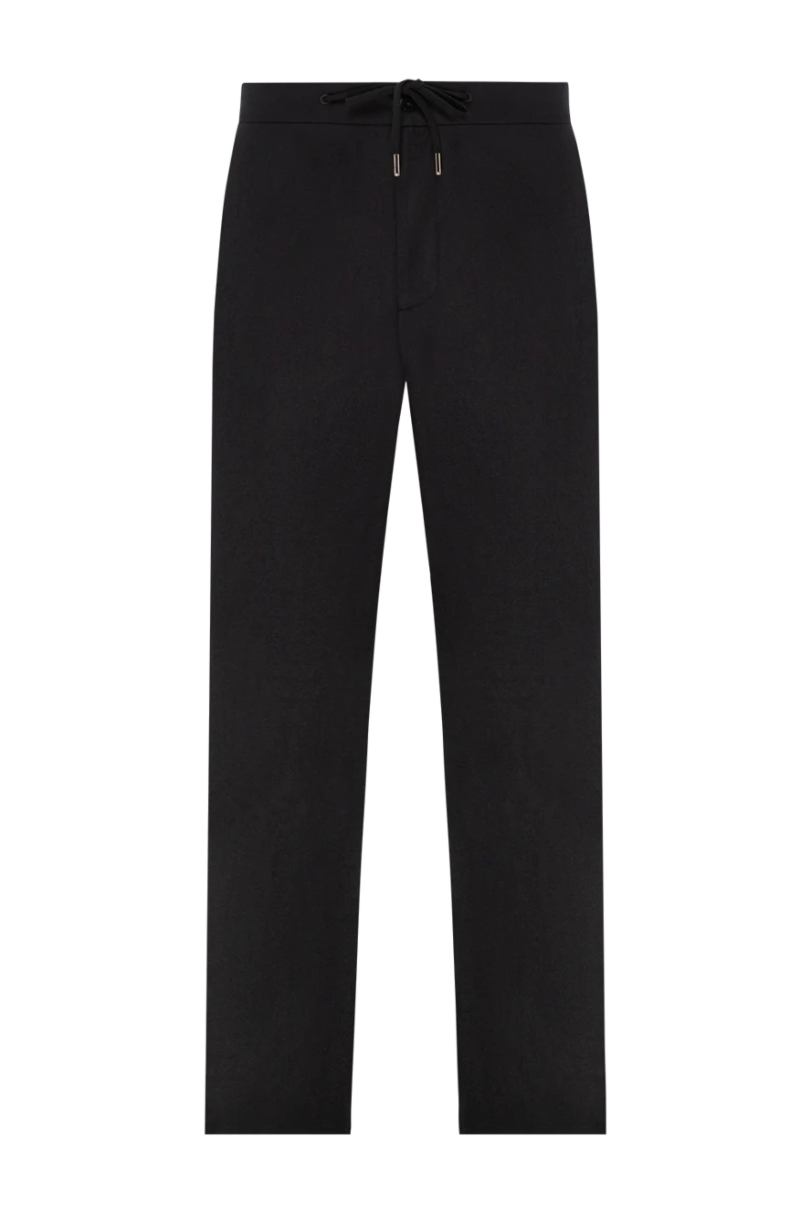 Cesare di Napoli мужские брюки шерстяные черные с эластичным поясом и кулиской 190359 - фото 1