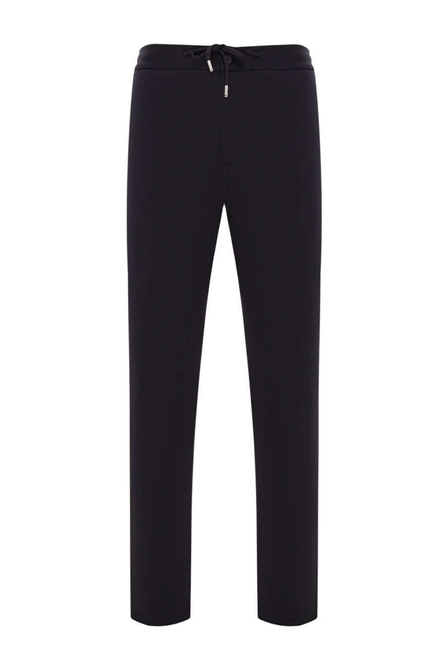 Cesare di Napoli брюки мужские синие шерстяные с завязкой на поясе 190362 - фото 1