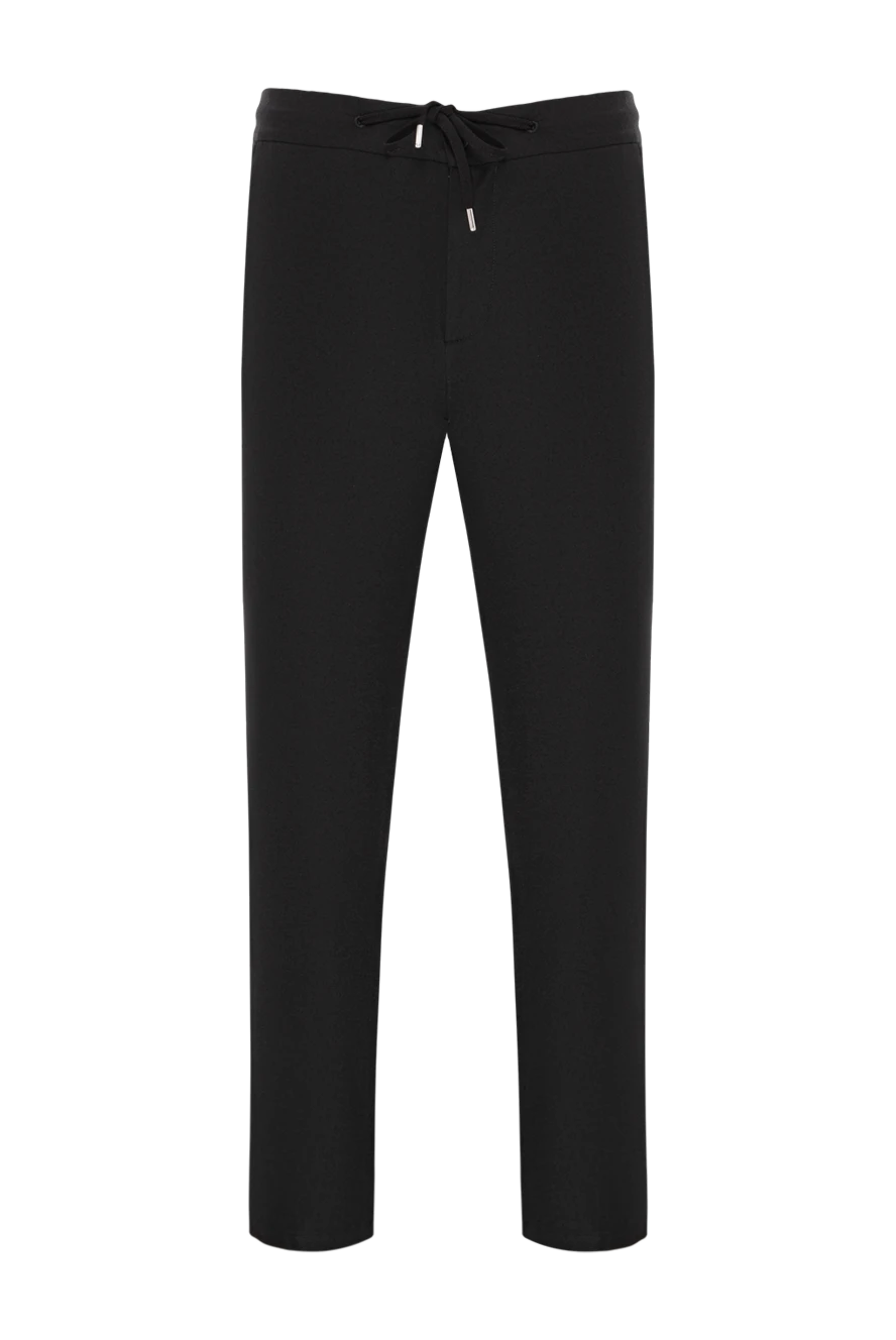 Cesare di Napoli брюки мужские прямого кроя черные из шерсти и кашемира 190364 - фото 1