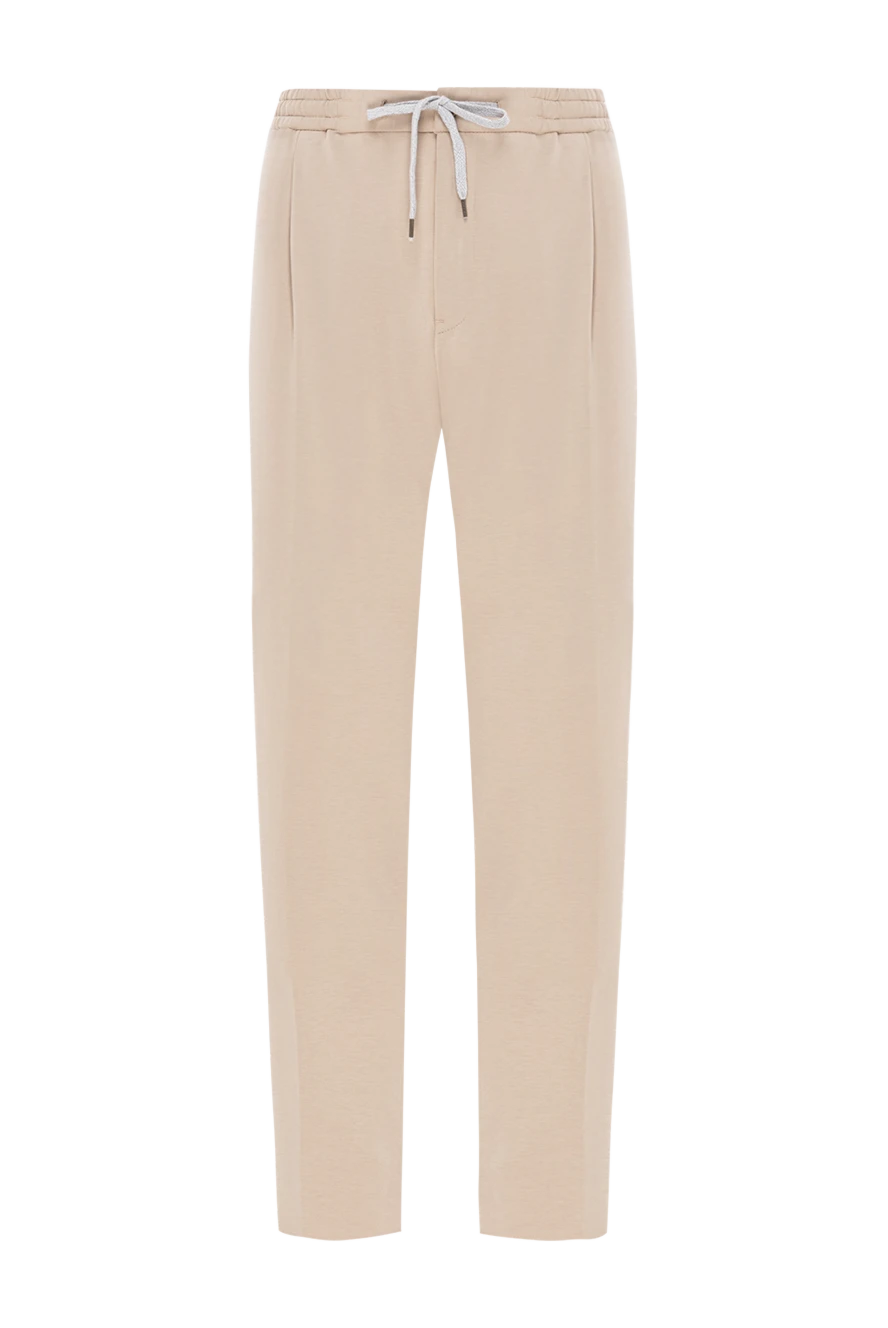 PT01 (Pantaloni Torino) брюки мужские светло-бежевые на эластичном поясе со шнурком 190368 - фото 1