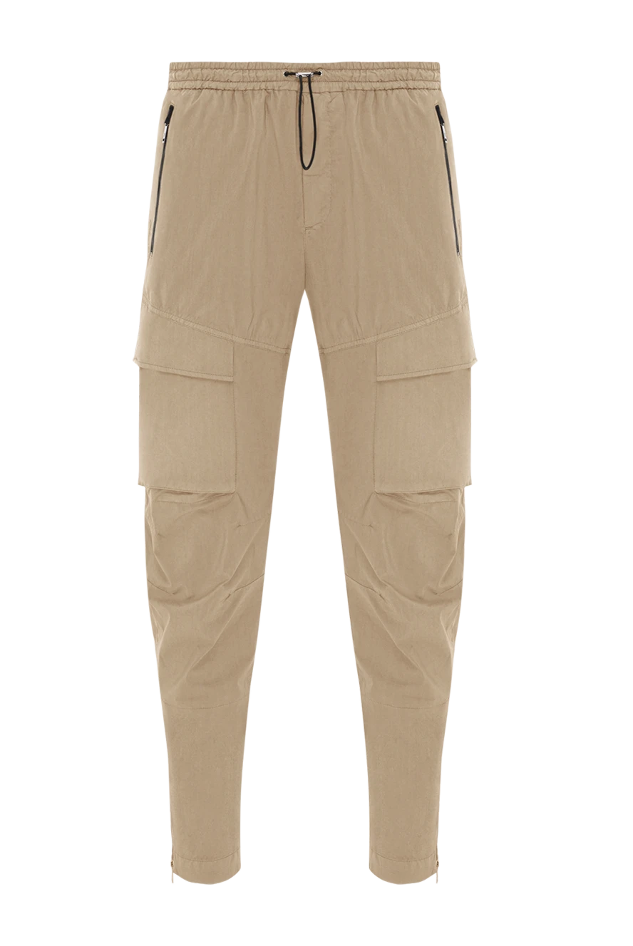 PT01 (Pantaloni Torino) мужские брюки карго бежевые с накладными карманами и шнурком 190371 - фото 1