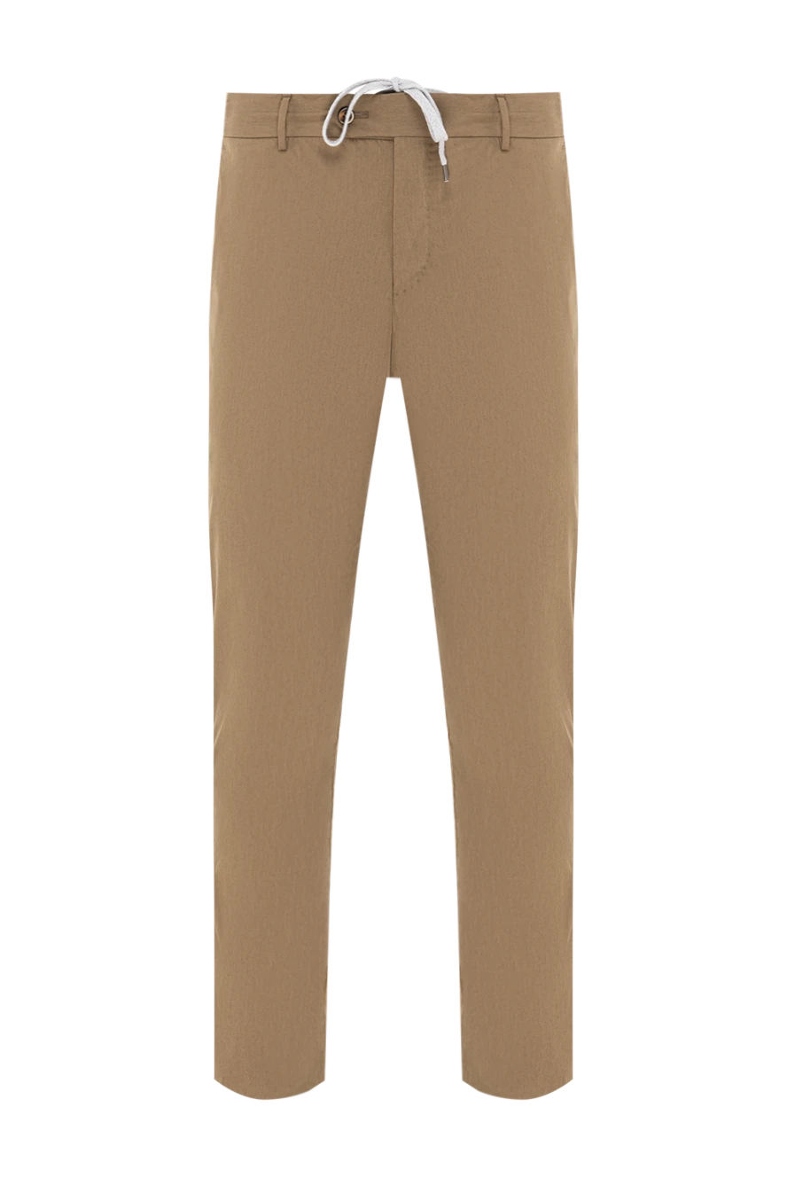 PT01 (Pantaloni Torino) брюки мужские карамельного цвета с эластичным элементом и шнурком 190374 - фото 1