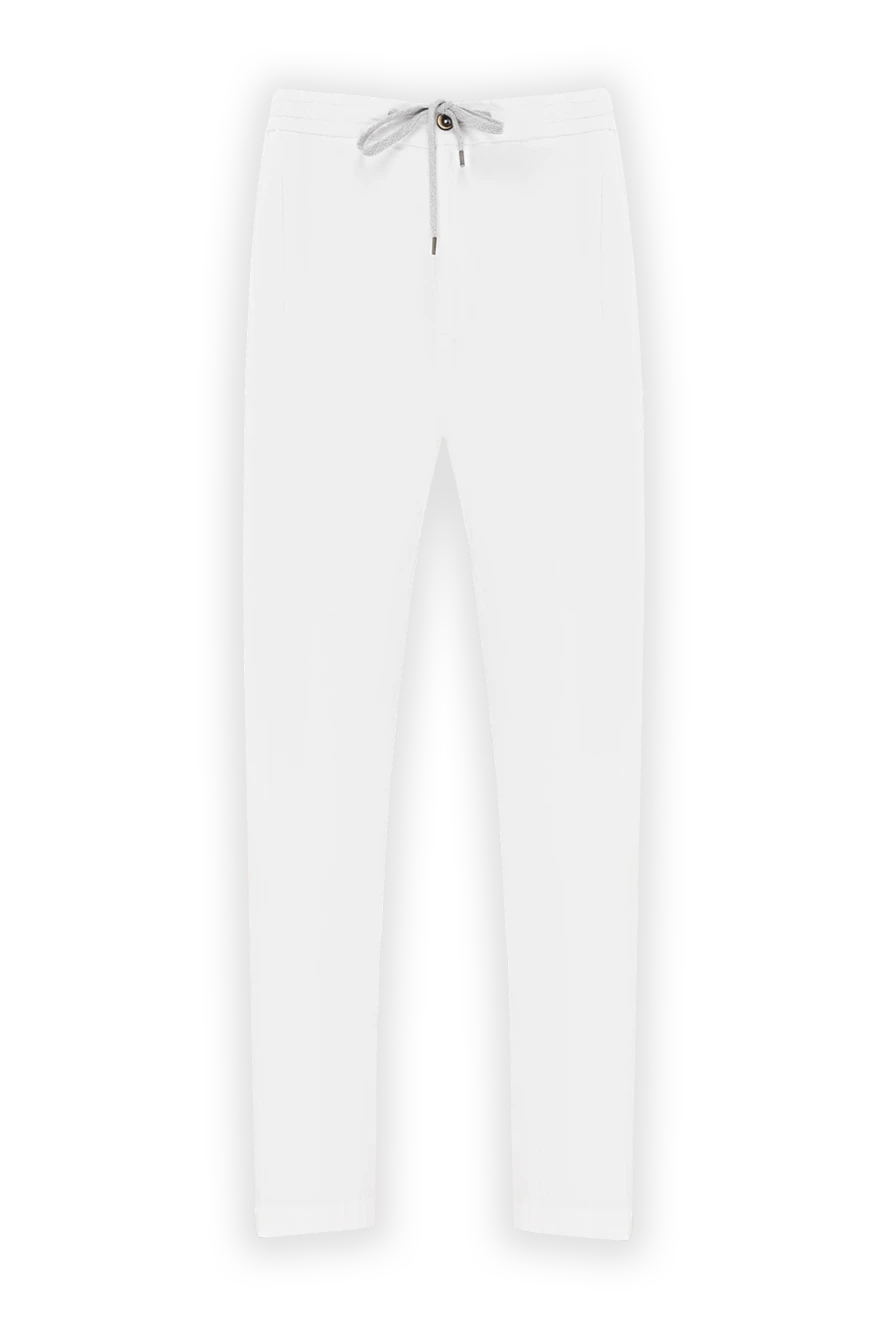 PT01 (Pantaloni Torino) мужские брюки белого цвета с завязкой и эластичным поясом 190375 - фото 1