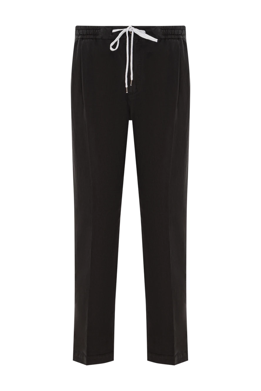 PT01 (Pantaloni Torino) мужские брюки черного цвета прямого кроя на кулиске 190378 - фото 1