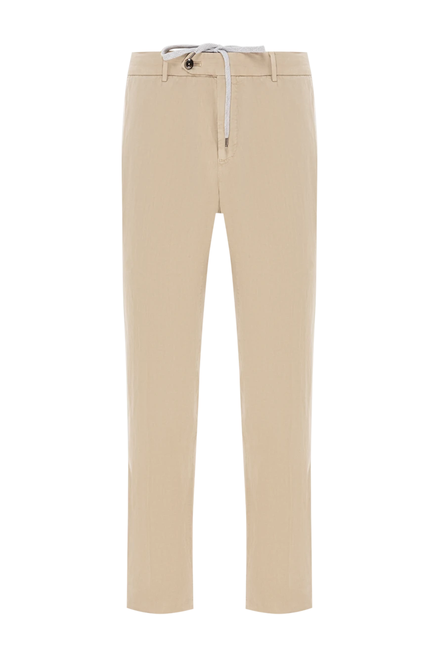 PT01 (Pantaloni Torino) basic men's trousers beige with drawstring and button fastening 190379 - photo 1