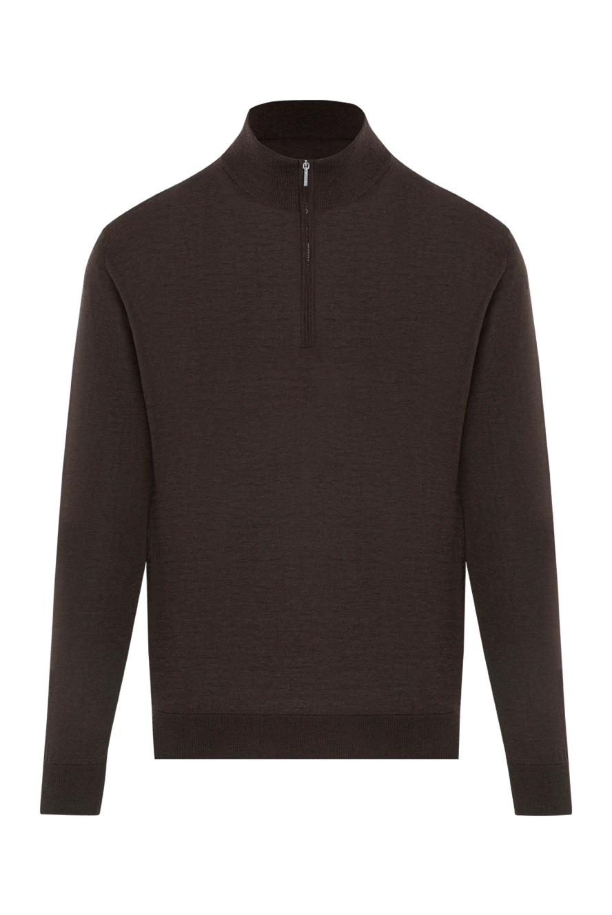 Cesare di Napoli мужской тройер из шерсти глубокого коричневого оттенка с молнией 190388 - фото 1