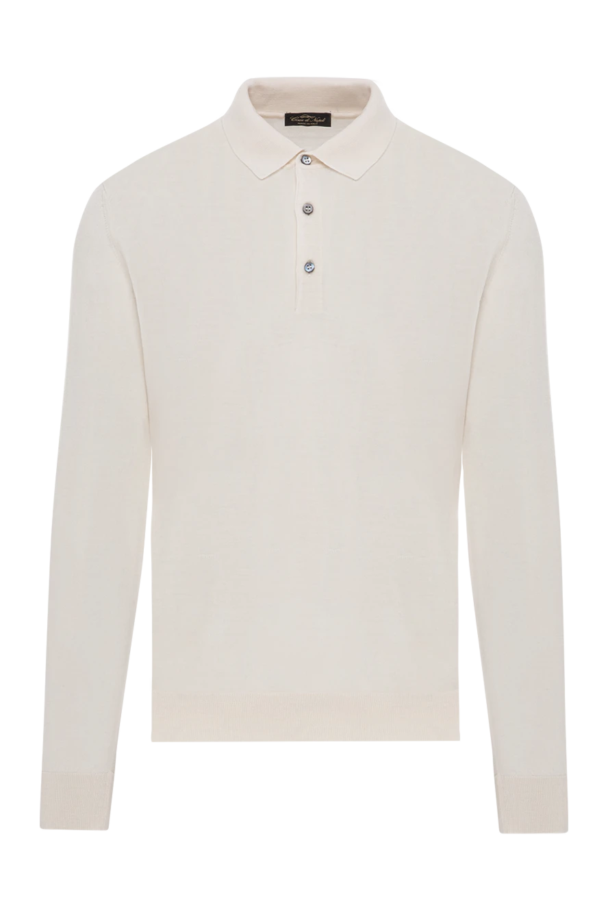 Cesare di Napoli поло из шерсти молочного цвета с длинным рукавом 190390 - фото 1