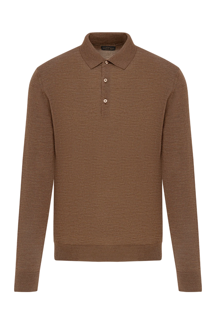 Cesare di Napoli трикотажное поло шерстяное коричневое с длинным рукавом 190393 - фото 1