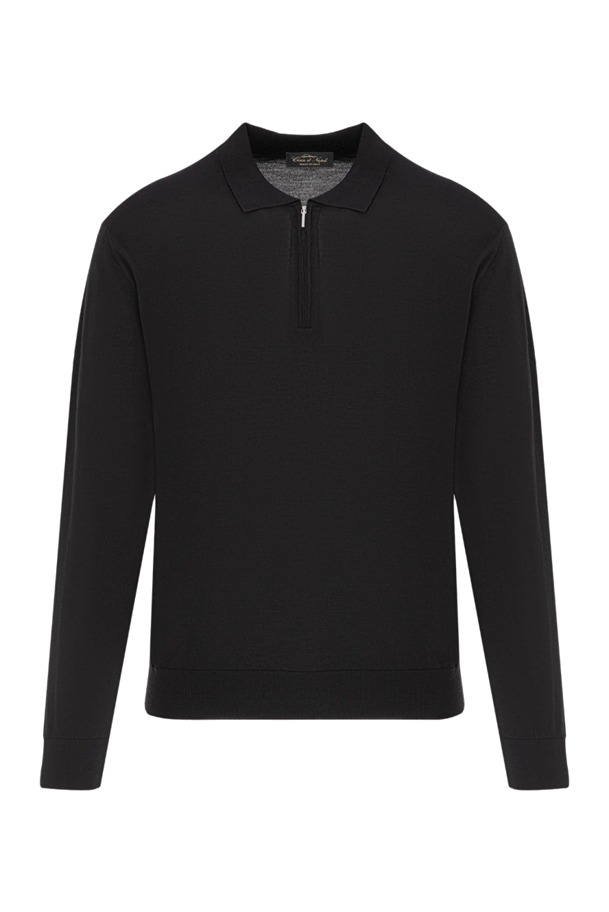 Cesare di Napoli поло из шерсти черного цвета с длинным рукавом на молнии 190404 - фото 1