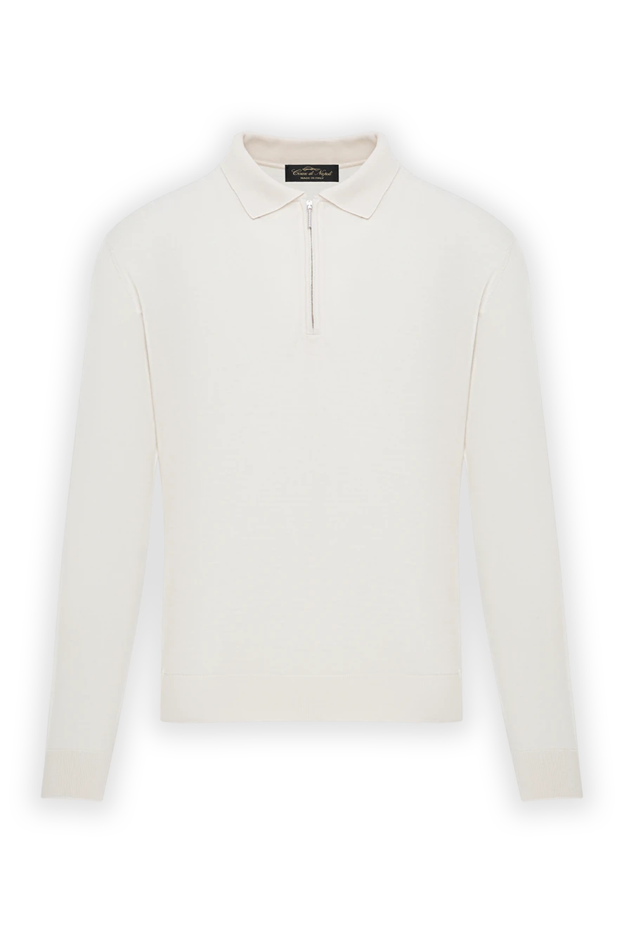 Cesare di Napoli поло с длинным рукавом из шерсти белого цвета на молнии 190409 - фото 1