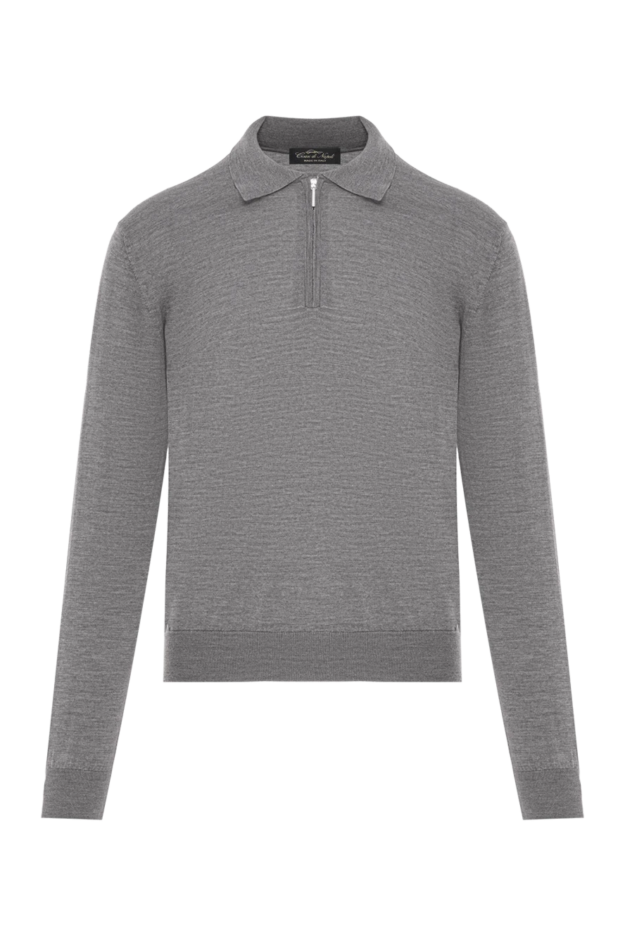 Cesare di Napoli поло из шерсти серого цвета с длинным рукавом и молнией 190410 - фото 1