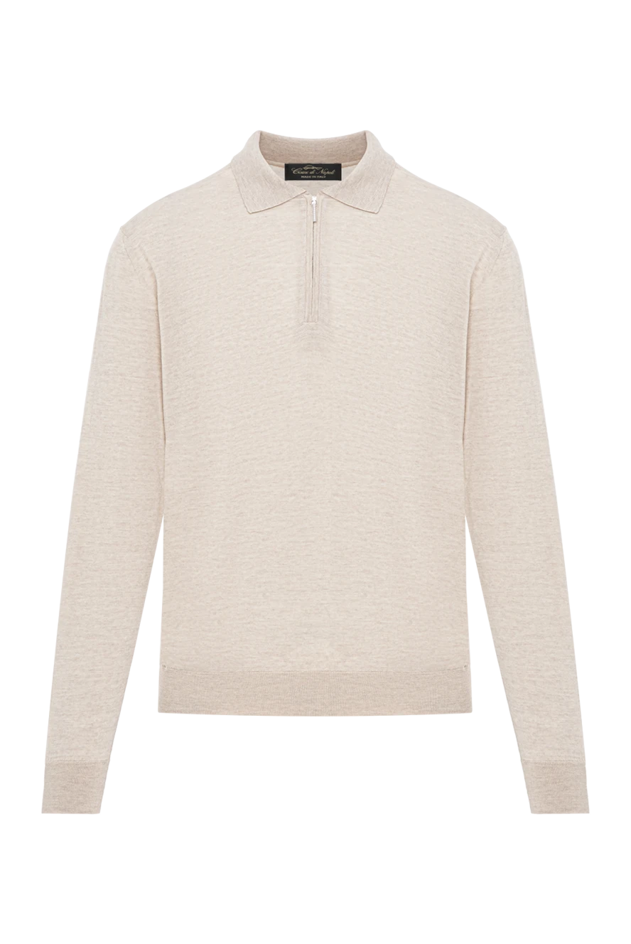 Cesare di Napoli шерстяное поло в бежевом оттенке с молнией и длинными рукавами 190412 - фото 1